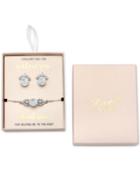 Jewel Badgley Mischka Crystal Stud Earrings & Slider Bracelet