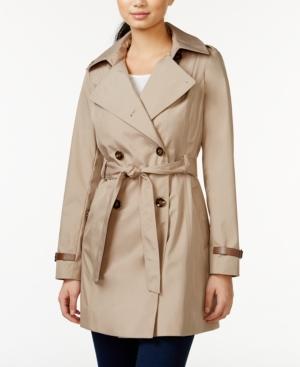 Via Spiga Petite Faux-leather Trim Trench Coat