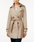 Via Spiga Petite Faux-leather Trim Trench Coat