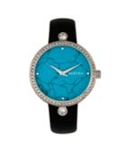 Bertha Quartz Frances Collection Silver And Cerulean Leather Watch 37mm