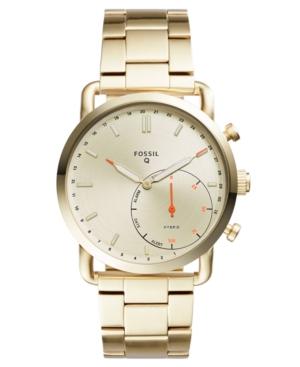 Fossil Q Men's Commuter Gold-tone Stainless Steel Bracelet Hybrid Smart Watch 42mm