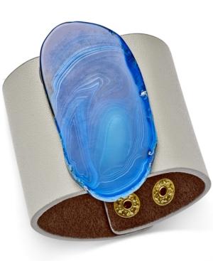 Inc International Concepts Agate & Faux-leather Cuff Bracelet, Only At Macy's