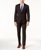 Dkny Men's Slim-fit Charcoal Textured Suit