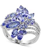 Effy Tanzanite Royale Tanzanite (4 Ct. T.w.) And Diamond (1/5 Ct. T.w.) Ring In 14k White Gold, Created For Macy's
