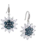 Carolee Silver-tone Crystal Sunburst Drop Earrings