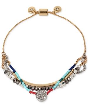 Kenneth Cole New York Two-tone Crystal And Bead Layer Slider Bracelet