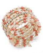 Inc International Concepts Gold-tone Beaded Pink Coil Bracelet, Only At Macy's