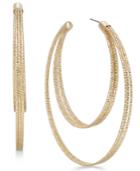 Thalia Sodi Gold-tone Textured Double-row Hoop Earrings, Created For Macy's