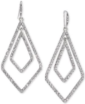 Carolee Silver-tone Pave Geometric Gypsy Hoop Earrings
