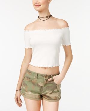 American Rag Juniors' Ruffled Off-the-shoulder Crop Top, Only At Macy's