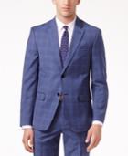 Tommy Hilfiger Men's Slim-fit Stretch Performance Medium Blue Plaid Suit Jacket