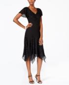 J Kara V-neck Handkerchief Hem Sparkle Dress