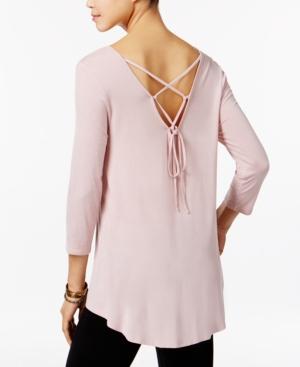 Hippie Rose Juniors' Lace-up High-low Swing Top