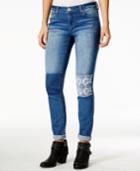 Vanilla Star Juniors' Patchwork Cropped Cuffed Jeans