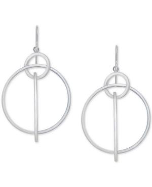 Interlocking Ring Drop Earrings In Sterling Silver