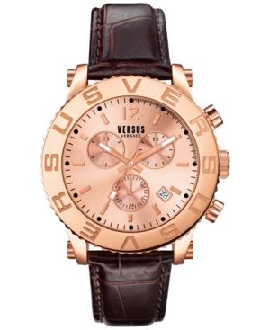 Versus By Versace Men's Chronograph Madison Brown Leather Strap Watch 42mm Soh090015