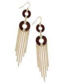 Thalia Sodi Gold-tone Crystal & Wood Fringe Drop Earrings, Only At Macy's
