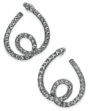 I.n.c. Silver-tone Pave Tangle Bypass Hoop Earrings, Created For Macy's