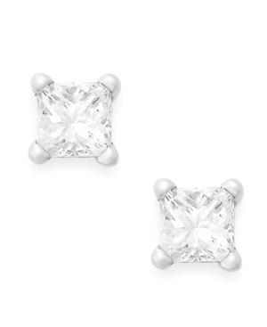 Princess-cut Diamond Stud Earrings In 10k White Gold (1/6 Ct. T.w.)