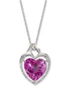 Lab-created Pink Sapphire (5-7/8 Ct. T.w.) & White Sapphire (1/6 Ct. T.w.) Heart 18 Pendant Necklace In Sterling Silver