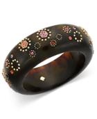 Kate Spade New York Out Of Her Shell Gold-tone Tortoiseshell-look Floral Bangle Bracelet