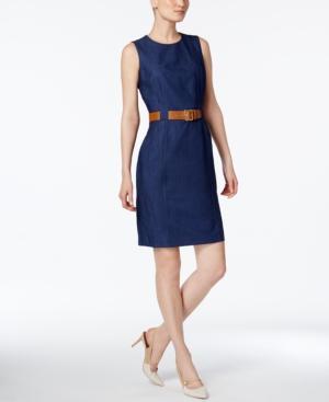 Calvin Klein Belted Denim Sheath Dress