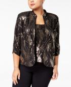 Alex Evenings Plus Size Sequined Jacket & Shell