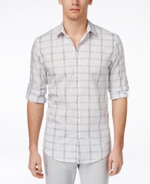 Alfani Men's Plaid Slim-fit Long-sleeve Shirt, Only At Macy's