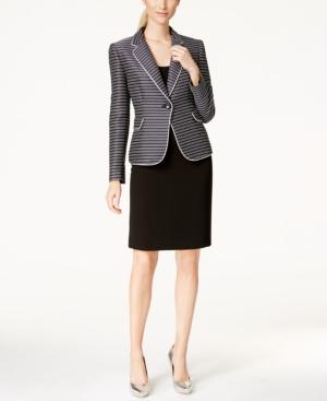 Tahari Asl Striped Pipe-trim Skirt Suit