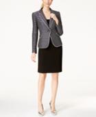 Tahari Asl Striped Pipe-trim Skirt Suit