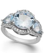 Aquamarine (4-3/8 Ct. T.w.) And Diamond (3/8 Ct. T.w.) Ring In 14k White Gold