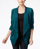 Jm Collection Petite Faux-suede Draped Jacket, Only At Macy's