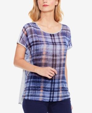Two By Vince Camuto Mixed Media Plaid T-shirt