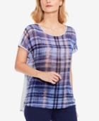 Two By Vince Camuto Mixed Media Plaid T-shirt