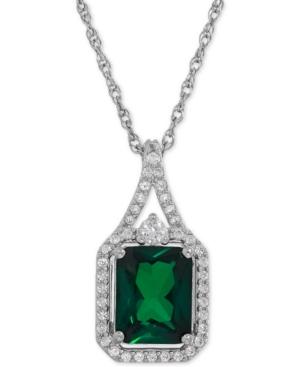 Lab-created Emerald (2-1/10 Ct. T.w.) And White Sapphire (1/4 Ct. T.w.) Pendant Necklace In Sterling Silver