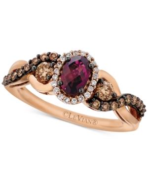 Le Vian Chocolatier Raspberry Rhodolite Garnet (5/8 Ct. T.w.) And Diamond (1/2 Ct. T.w.) Twist Ring In 14k Rose Gold