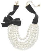 Kate Spade New York Gold-tone Imitation Pearl & Black Velvet Layered Collar Necklace