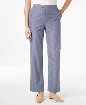 Alfred Dunner Petite Pull-on Straight-leg Pinstripe Pants