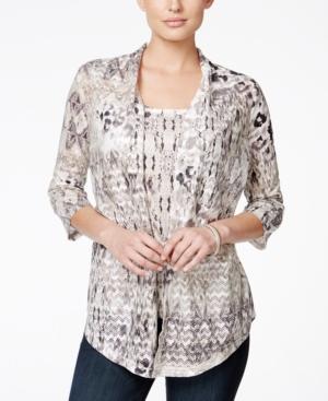 Jm Collection Petite Printed Layered Look Top, Only At Macy's