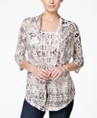 Jm Collection Petite Printed Layered Look Top, Only At Macy's