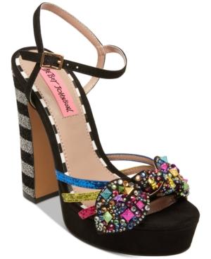 Betsey Johnson Tobie Embellished Platform Sandals Women's Shoes
