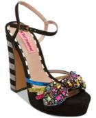 Betsey Johnson Tobie Embellished Platform Sandals Women's Shoes