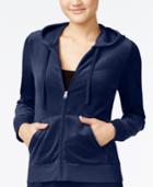 Hippie Rose Juniors' Zip-front Velour Hoodie