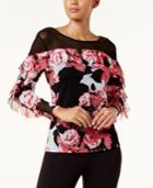Inc International Concepts Printed Ruffled Illusion Top, Created For Macy's