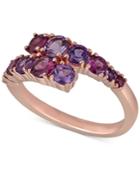 Rhodolite (7/8 Ct. T.w.) & Amethyst (3/8 Ct. T.w.) Bypass Statement Ring In 14k Rose Gold-plated Sterling Silver
