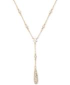 Anne Klein Silver-tone Pave Teardrop Lariat Necklace