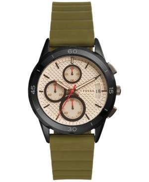 Fossil Women's Chronograph Modern Pursuit Green Silicone Strap Watch 39mm Es4041