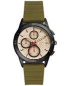 Fossil Women's Chronograph Modern Pursuit Green Silicone Strap Watch 39mm Es4041
