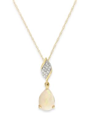 Opal (3/4 Ct. T.w.) And Diamond Accent Pendant Necklace In 10k Gold