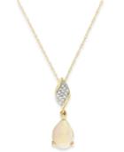 Opal (3/4 Ct. T.w.) And Diamond Accent Pendant Necklace In 10k Gold